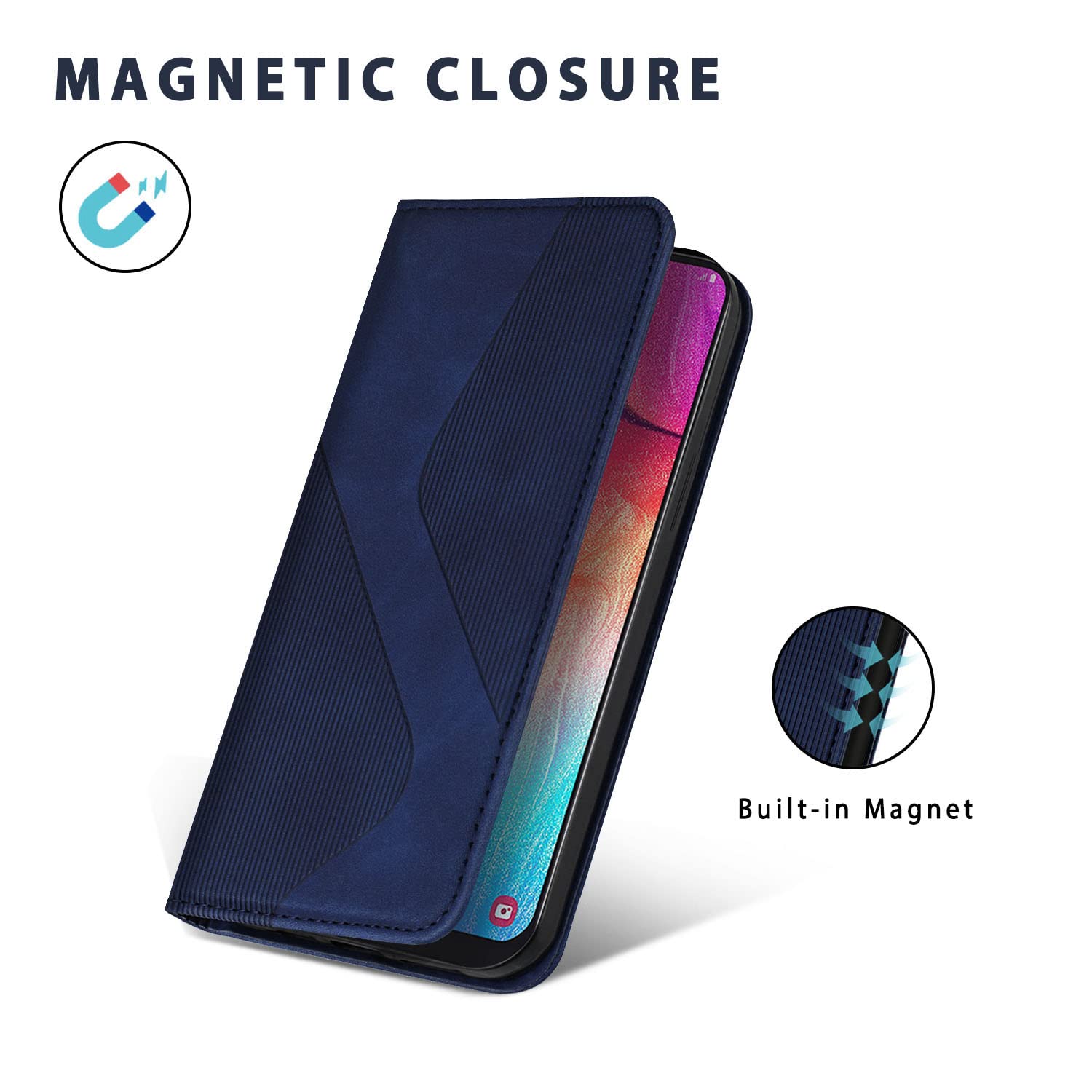 Cover per Samsung Galaxy A50 / Galaxy A50S / Galaxy A30S, Flip Custodia Pelle PU con [Slot Cart], Cover a Libro Portafoglio per Samsung Galaxy A50 / Galaxy A50S / Galaxy A30S (Blu) - 5