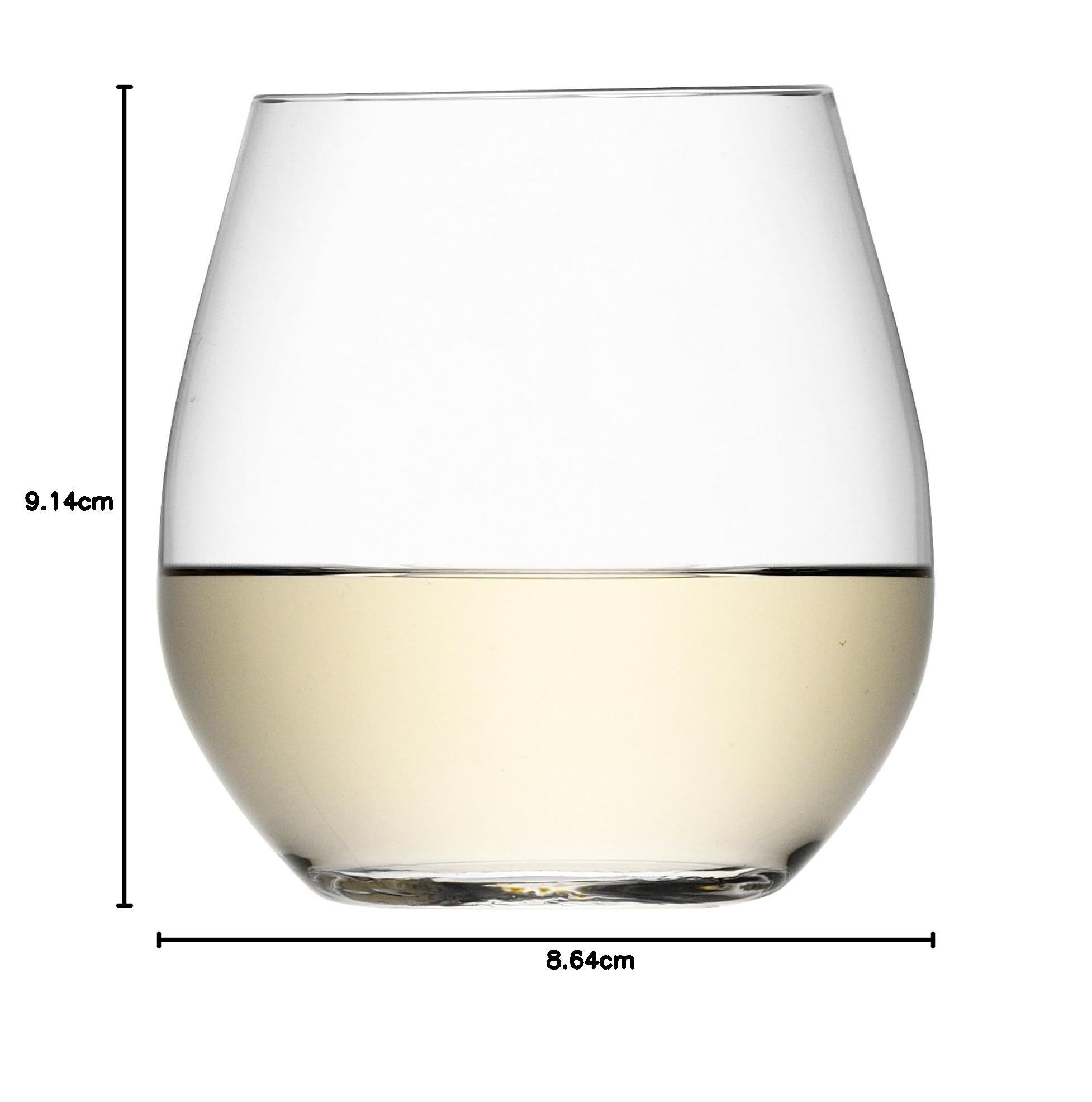 Lsa International Copa de Vidrio para Vino Blanco Sin Tallo, Transparente, 370ml, Paquete de 4, Cristal, 4 Count (Pack of 1)