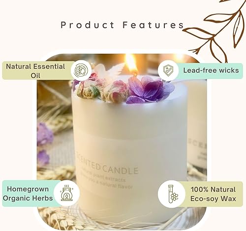 Miniatura 5 de Velas de pilar perfumadas de soja natural con vidrio, vela clásica de 10 onzas de lujo blanca no tóxica para baño, velas románticas de cera