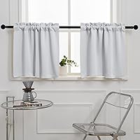 Vista 21 de Pickluc Cortinas de Cocina Café de 36 Pulgadas de Largo 2 Paneles, Cortinas de Nivel Opacas con Bolsillo para Barra, Cortina Corta Opaca