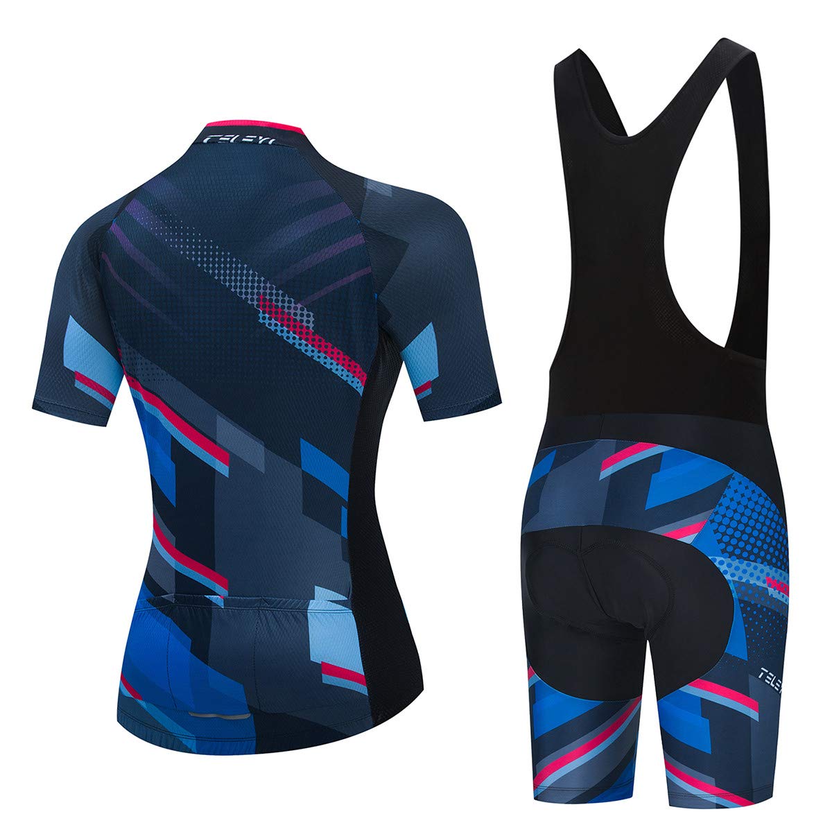 PSPORT Women's Cycling Jersey Shorts Sets Short Sleeve Bike Clothing Black Bicycle Suit Road Biking Outfits