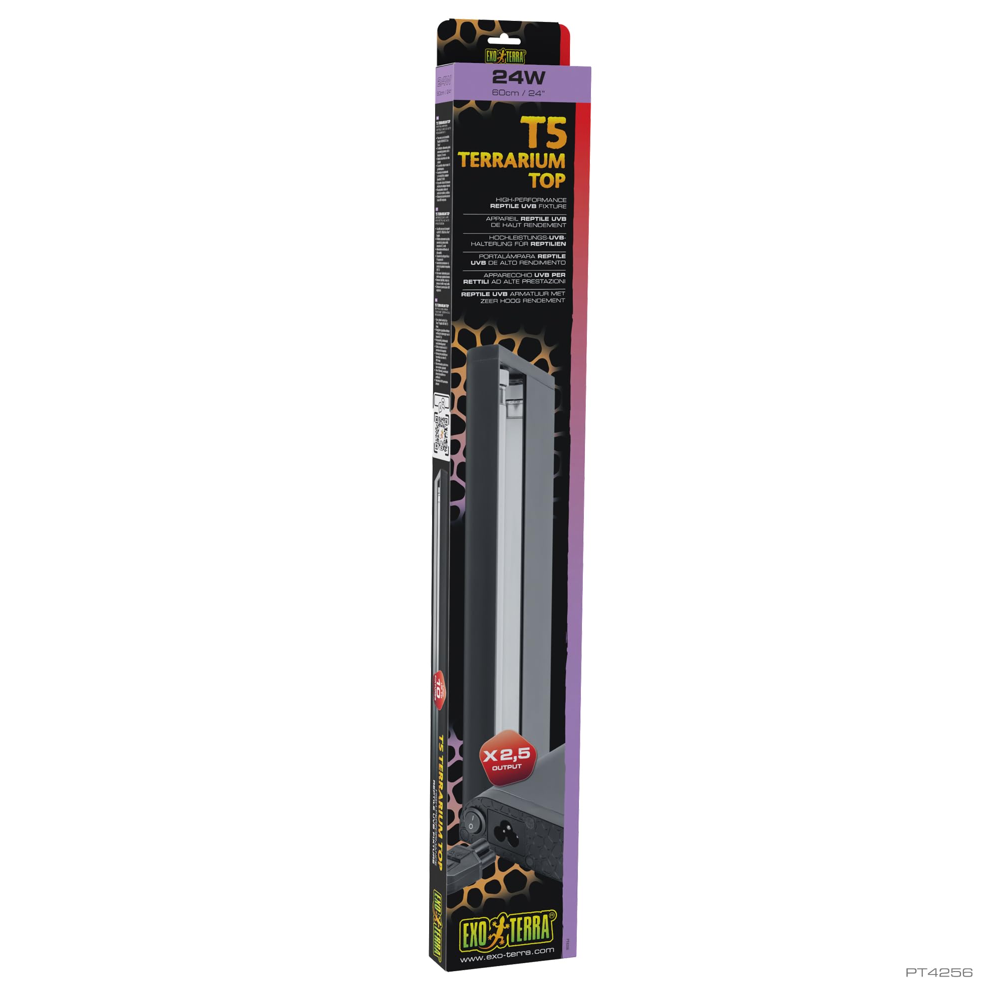 Exo Terra T5 Reptile UVB Fixture 60cm 24W, High‑Output Reptile UVB