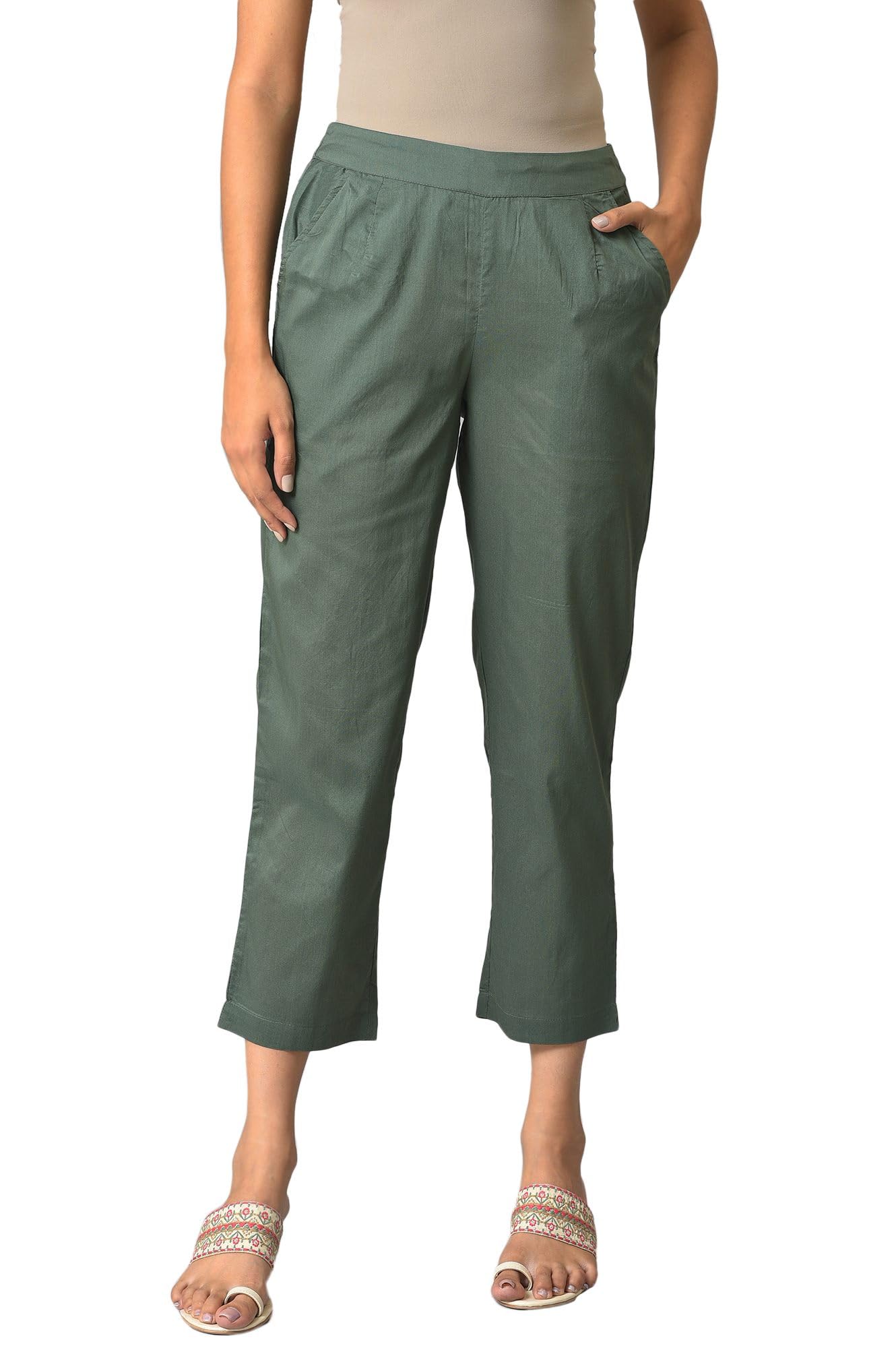 w for woman Women High Rise Strechable Parallel Pants | Regular Fit Trousers-picture-46