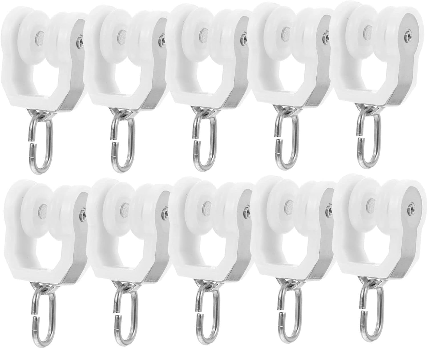 Curtain pulley, 10pcs Curtain Track Roller Set Alloy and Plastic Ceiling Gliders Hooks