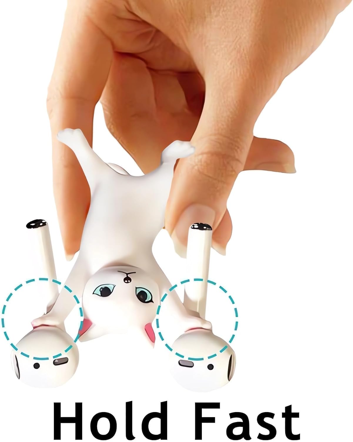 ATHAND 5 Pcs Cat Pen Holder Airpod Holder Stand,Anime Raising Hands Dancing Cat Model Desk Decor Funny Office Desk Decor for Women Girls