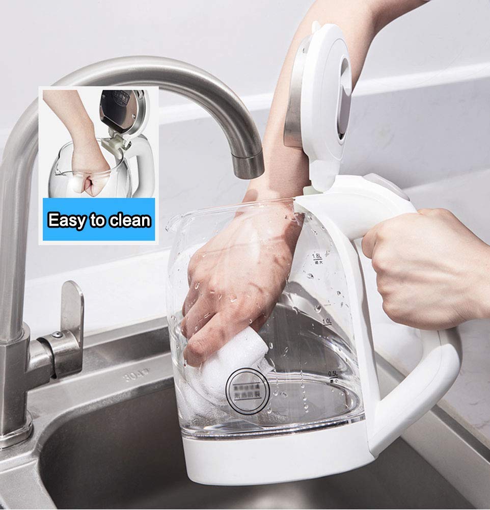 Bollitore in Vetro da 8 Litri, Bollitore Ecologico da 1500 W con Led Illuminato, Caldaia D'Acqua Senza Fili Gratuita con Inn in Acciaio Inossidabileer Coperchio e Fondo, Spegnimento Automatico