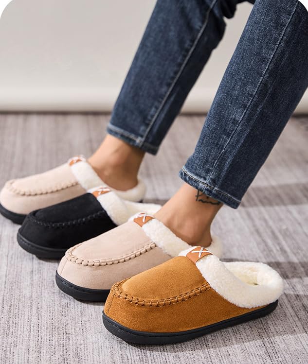 Caistre Plush Slippers Cozy Fuzzy House Shoes for Women Men Winter Faux Fur Warm Memory Foam Slipper Thick Padded Cotton Shoes2