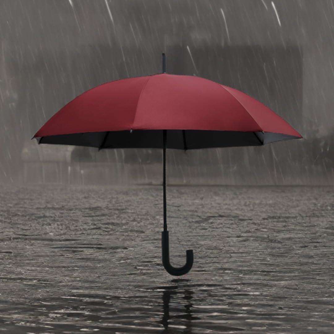 ABSORBIA Big Straight and Stick Umbrella for rain | Windproof, Waterproof and UV Coated, Open Diameter 105cm Double Layer Umbrella With Cover