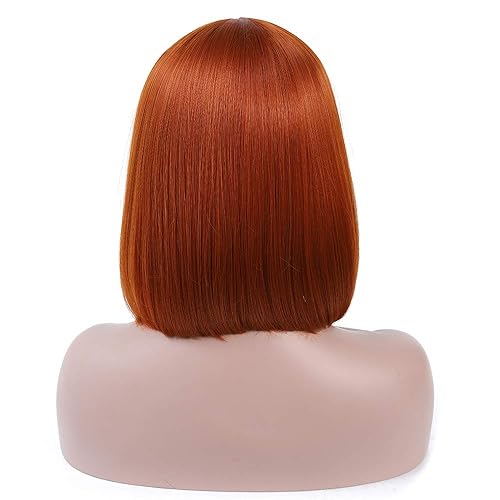 Miniatura 4 de Rosa Star - peluca con flequillo corto de 12 pulgadas pelo recto sintético pelucas para las mujeres peinado estilo Bob