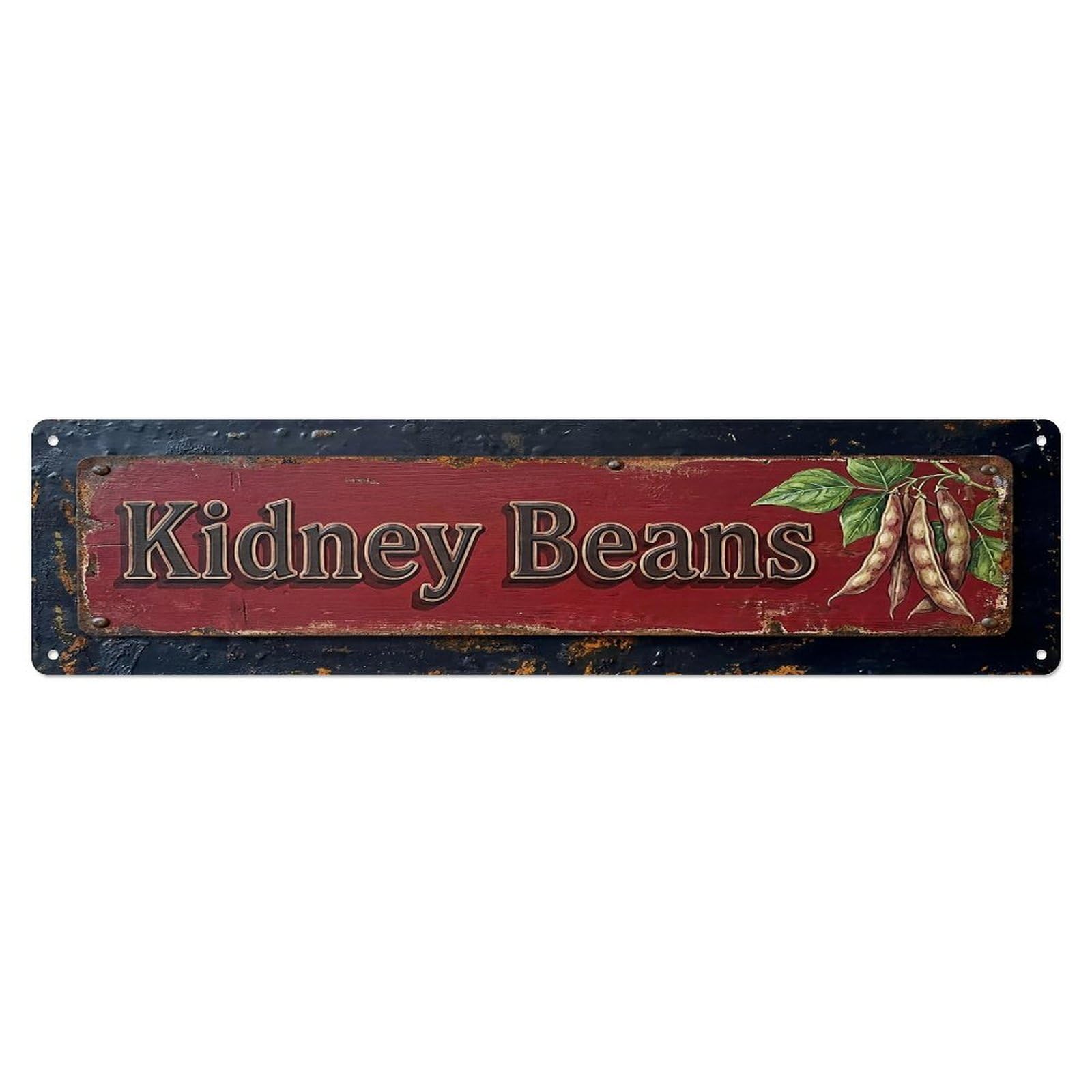 Vintage Kidney Beans Red Farmhouse Metal Tin Sign