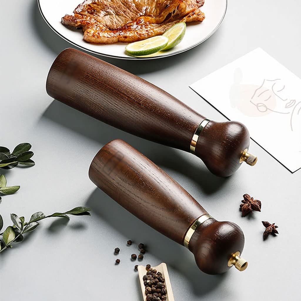 Pfeffer- und Salzmühle aus Holz, manuell verstellbar, mit Kern aus 304-Edelstahl(S)