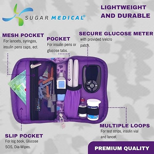 Miniatura 2 de Sugar Medical Estuche de suministro para diabetes  Productos para el cuidado de la diabetes  Estuche de viaje para suministros para diabéticos