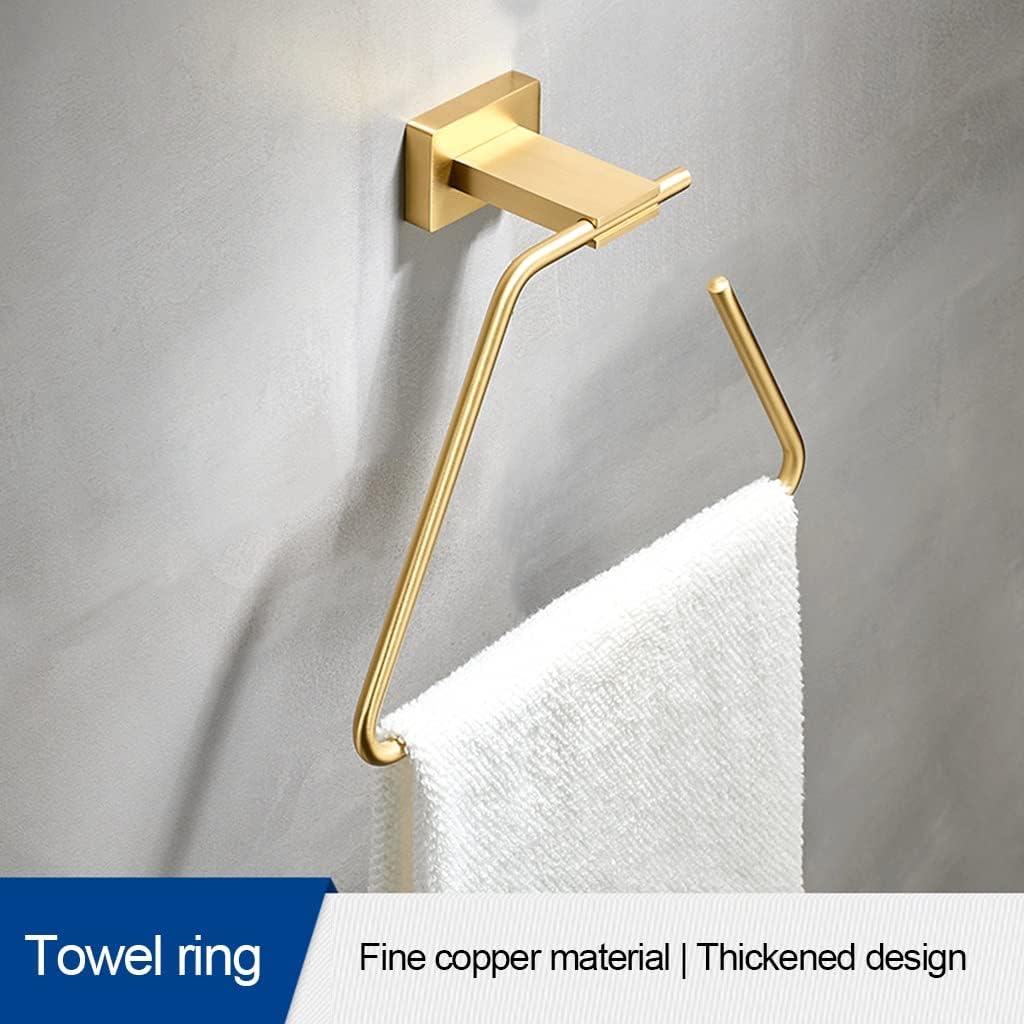 LSLYTQ Light Luxury All Copper Bathroom Towel Ring, Wall Mounted Bathroom Towel Hanger, Round Hand Towel Holder