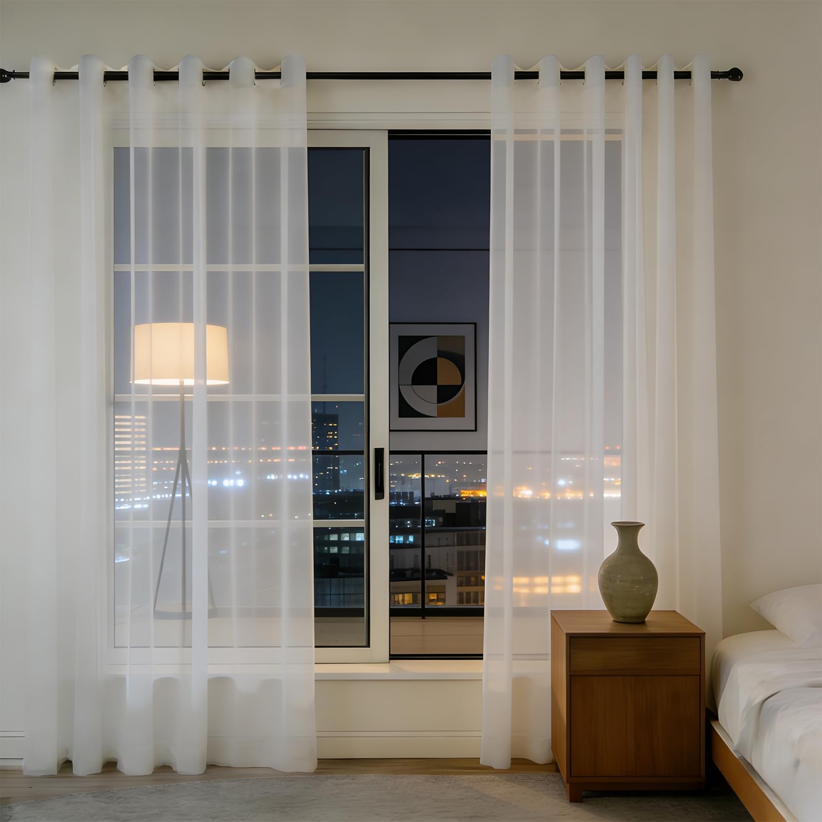 Voilage blanc effet lin pour illuminer doucement votre chambre