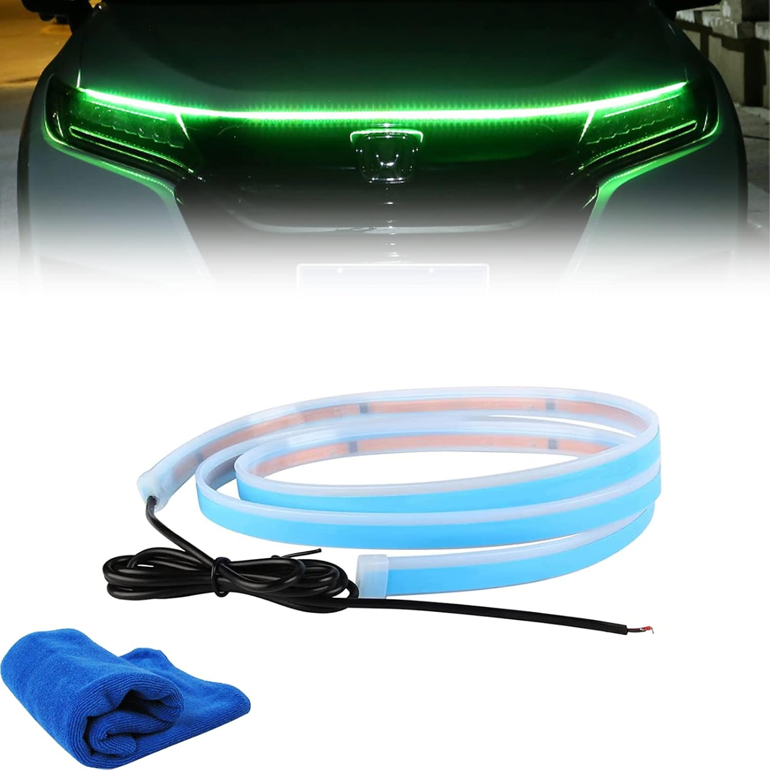KCRPM Dynamic Scan Start Up Hoodbeam Kit, Flexible Dynamic Car Hood Led Strip, Car