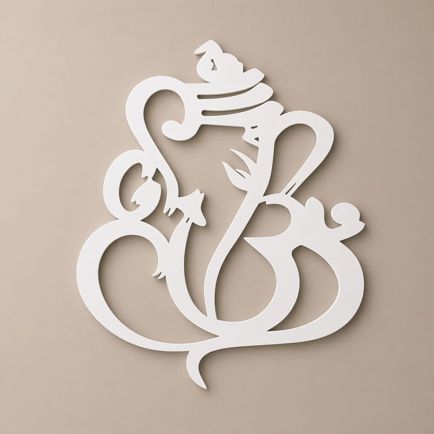 Curious Button Ganesh Ji Wall Decor Wooden Hanging for Home Temple | 10 Inch White Ganpati Wall Art | Ready-to-Hang Mandir Decoration for Living Room & Entrance