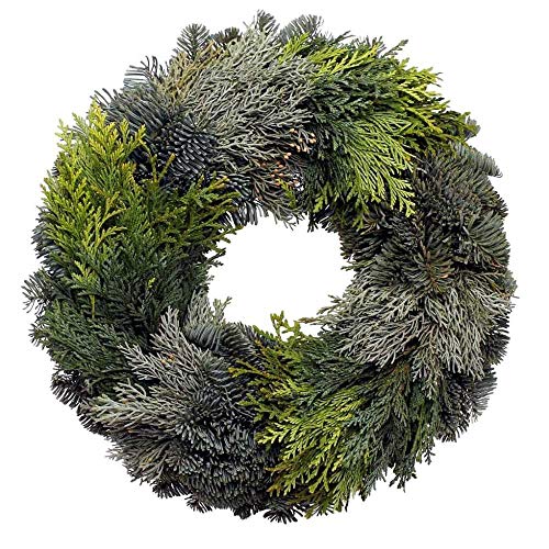 Adventskranz echte Konifere D. 30cm halbrund gebunden undekoriert...