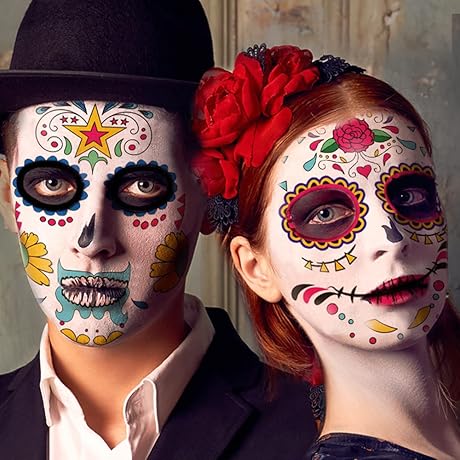 Day of the Dead Sugar Skull Make Up Temporary Face Tattoos