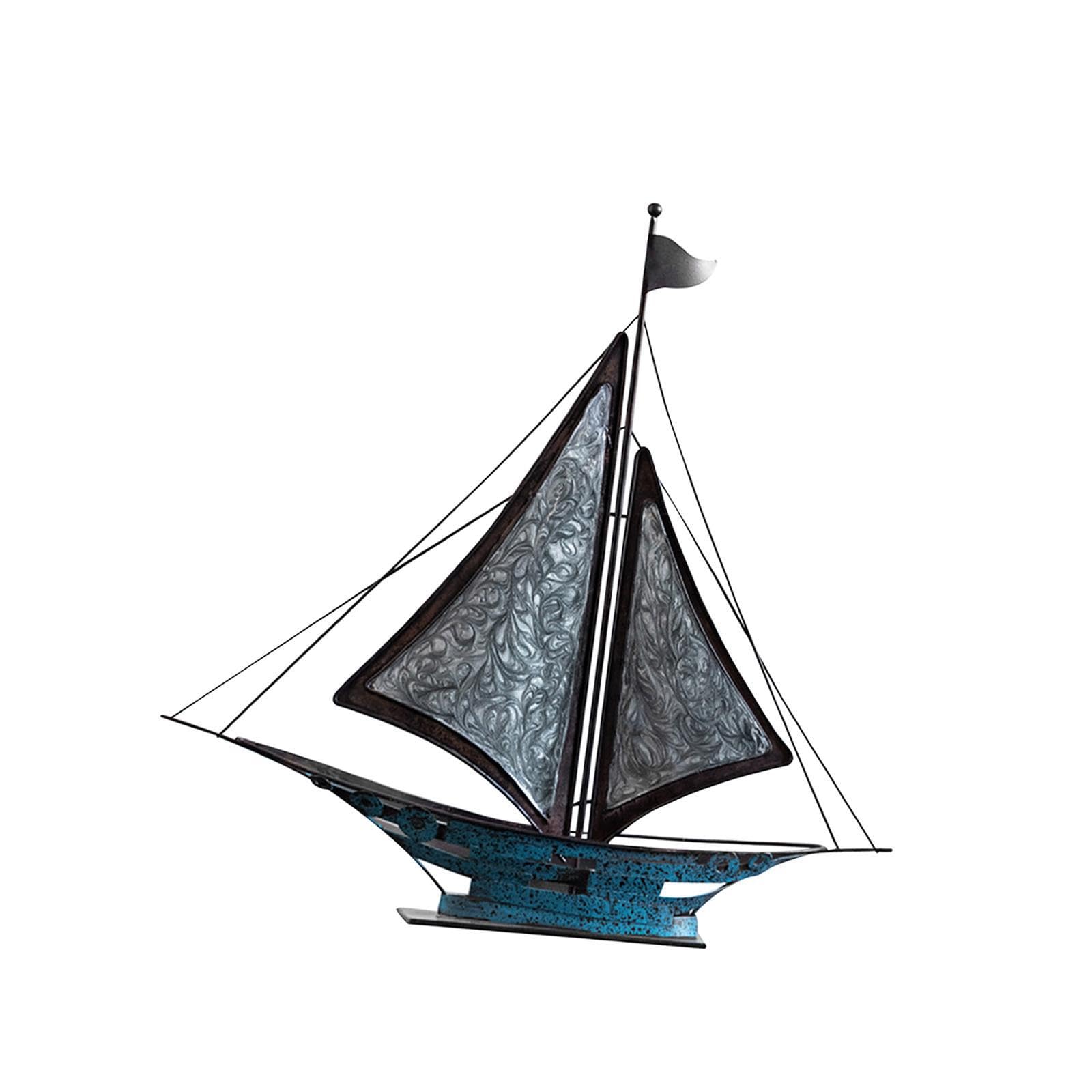 PIXZCSA for Creative Collection Retro Sailboat Model Iron Artwork Good Luck Gift For Housewarming Sailboat Decor Bar Desktop Office