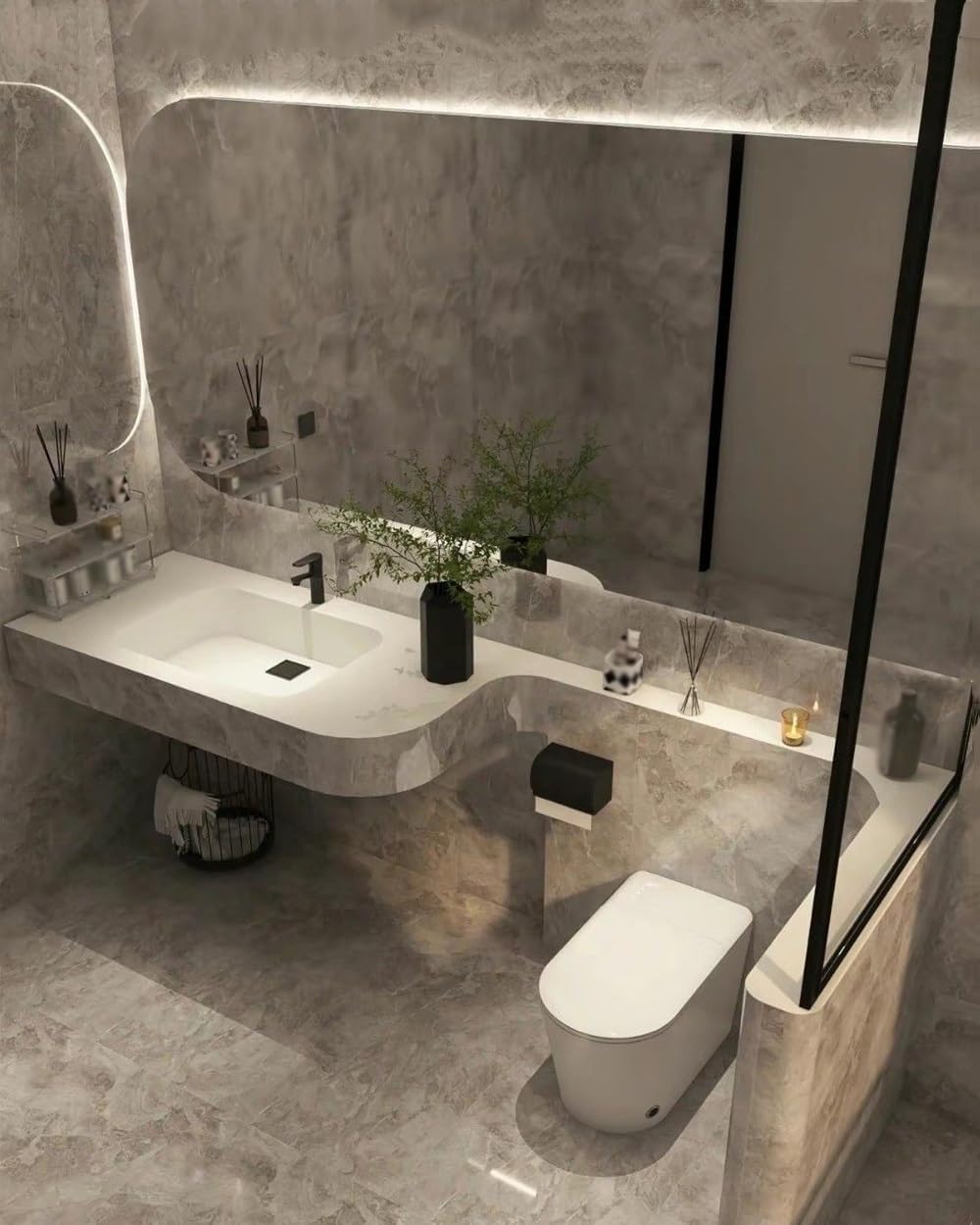 LTSRLL Arched Bathroom Mirror with Light Backlit Framless Led Vanity Mirror with 3-Color Dimmable, Defogger & IP54 Waterproof(Cut Right,50cmx100cm)