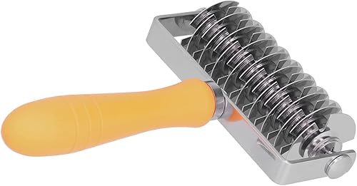Miniatura 2 de Rodillo de celosía de acero inoxidable para hornear, galletas, tartas, pizza, con mango de plástico (cuchillo de malla con mango de plástico)