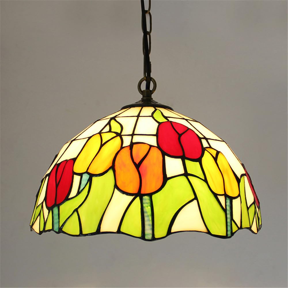 KXEcoLife Contemporary Luxury Restaurant Pendant Lamp LED American Creativity Living Room Bedroom Hotel Villa Corridor Cafe Bar Staircase Color Glass Chandelier (L D30CM)