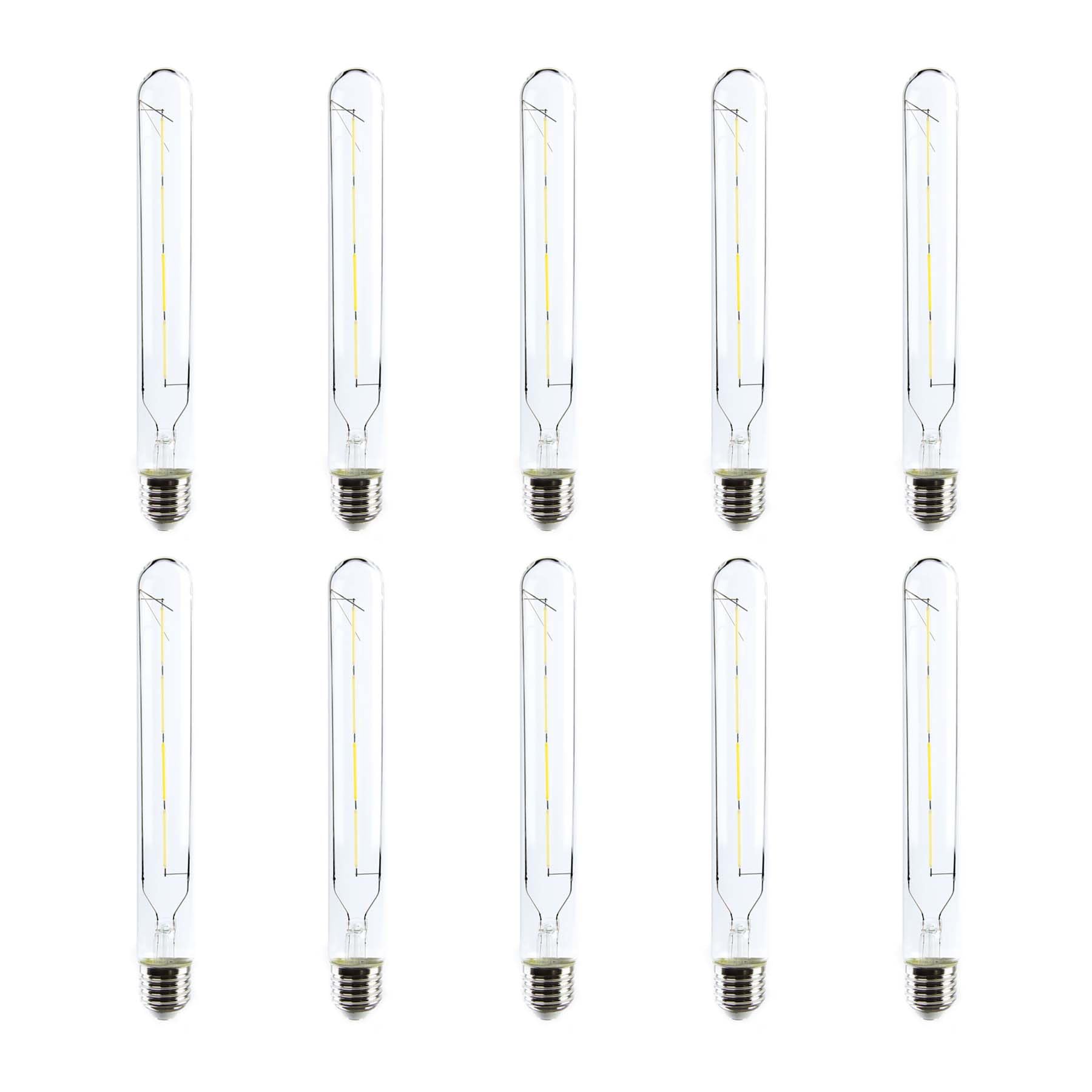 G.W.S® LED Filament Bulb, T30 E27 Edison Screw, LED Tubular Bulb, 4W Dimmable Day White 6400K, Clear Glass, Pack of 10