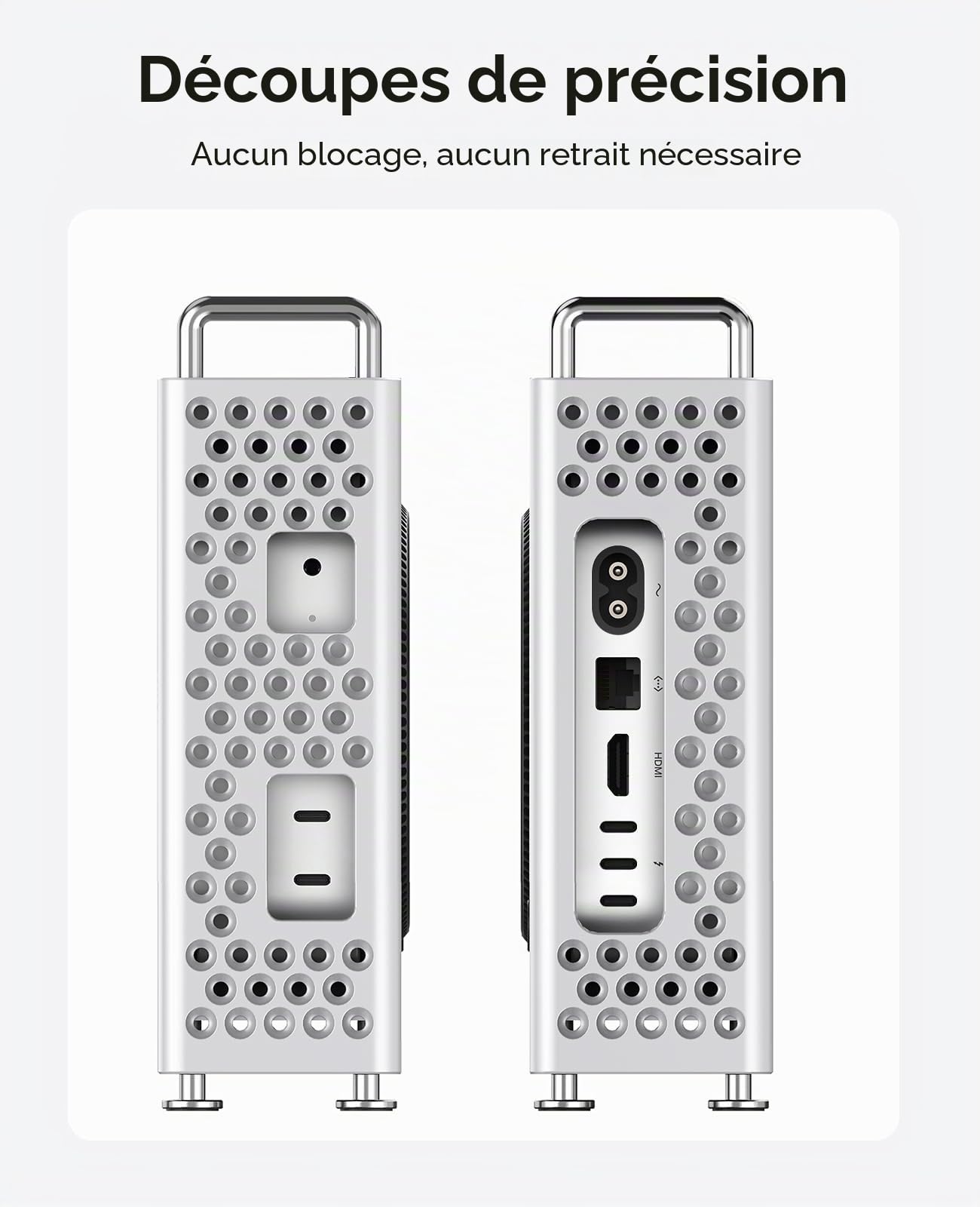 ORICO MiniPro Boîtier en Aluminium, Support pour Mac Mini M4 – Étui de Protection Vertical avec Doublure en Silicone Souple, Étui à Installation sans Outil, Accessoire Parfait pour Mac Mini M4 Pro