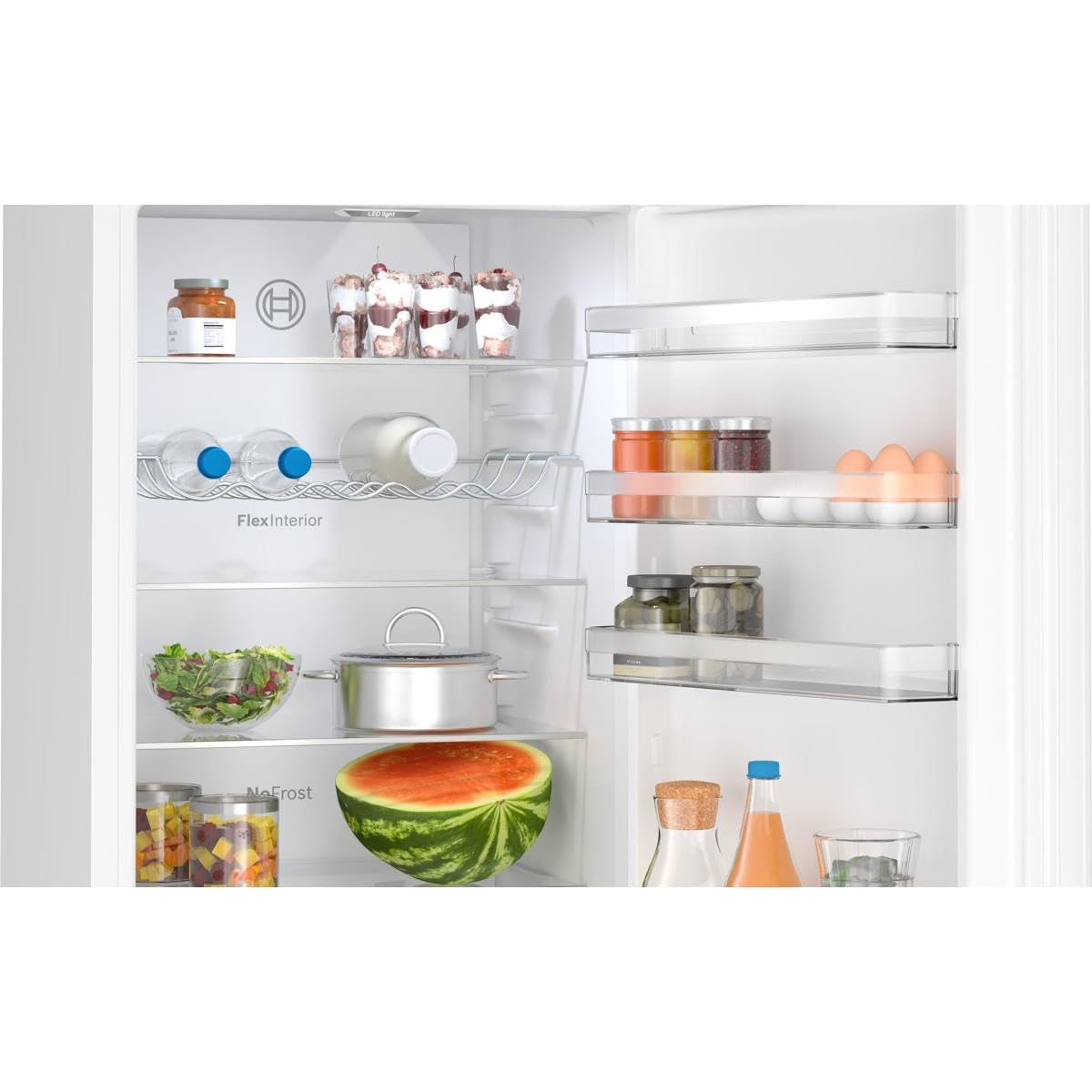 Bosch Serie 4 Kühl-Gefrier-Kombination 203 x 60 cm NoFrost KGN392WCF | VitaFresh XXL Frischesystem hält Obst und Gemüse länger knackig, LED-Beleuchtung, zwei getrennte Kühlkreisläufe, SuperKühlen