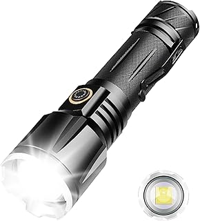 YZGWZLD Flashlight USB Rechargeable, Super Bright LED Flashlight, Handheld Flashlights with Cob Sidelight, Waterproof, Zoomable LED Flashlight for Camping, Emergency Flashlight