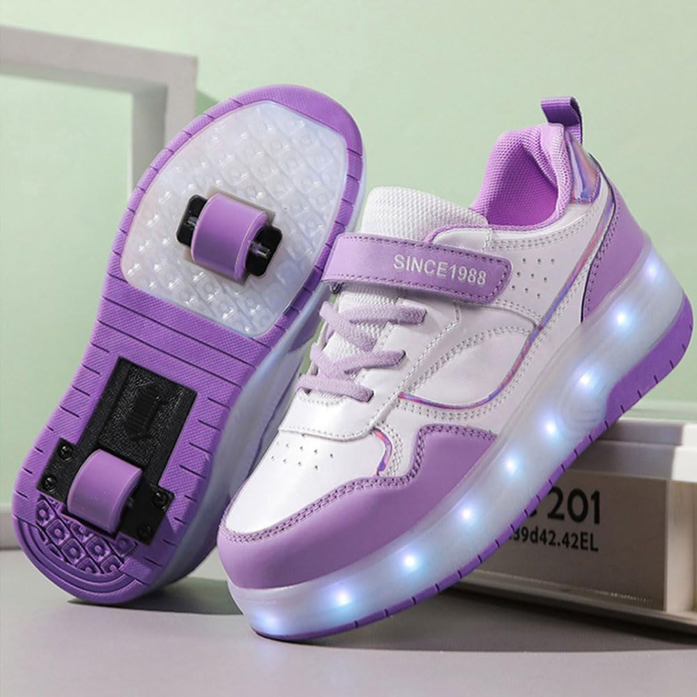 Hiseng Zapatillas con Ruedas Niña 29-40EU, Zapatos con Ruedas para Niñas Zapatillas con Ruedas Niño Zapatillas Patines Zapatos con Ruedas Zapatillas Ruedas Niña Multifuncionales Bambas con Ruedas