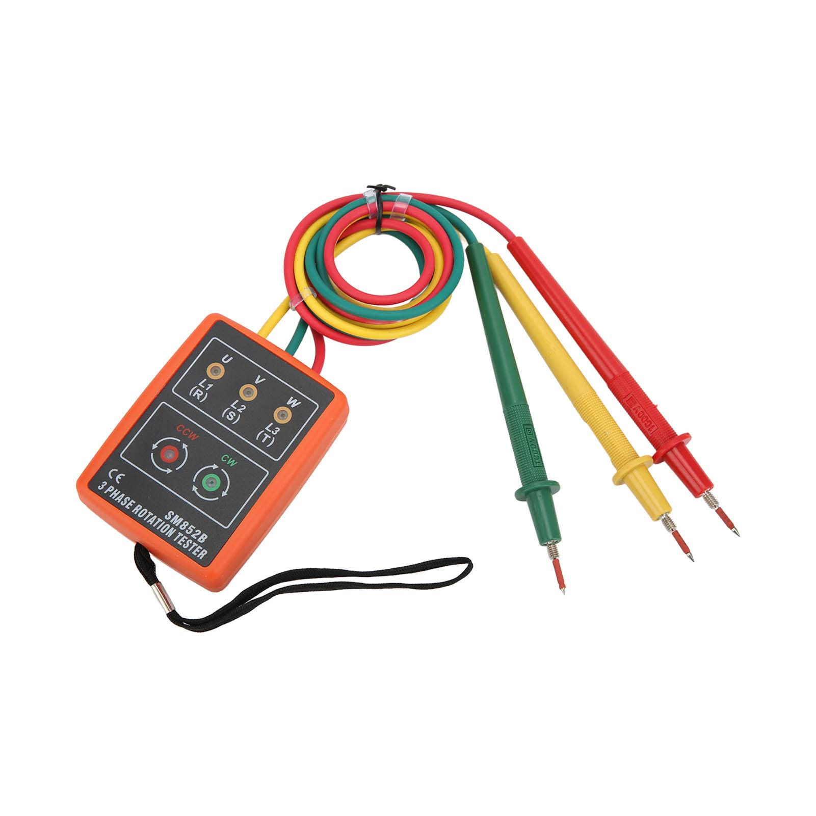 Hyuduo Cyfrowy 3-fazowy Miernik Rotacji SM852B 3-fazowy Tester Rotacji z diodą LED i Brzęczykiem do Wykrywania Otwartej Fazy AC 60-600 V 20 Hz-400 Hz