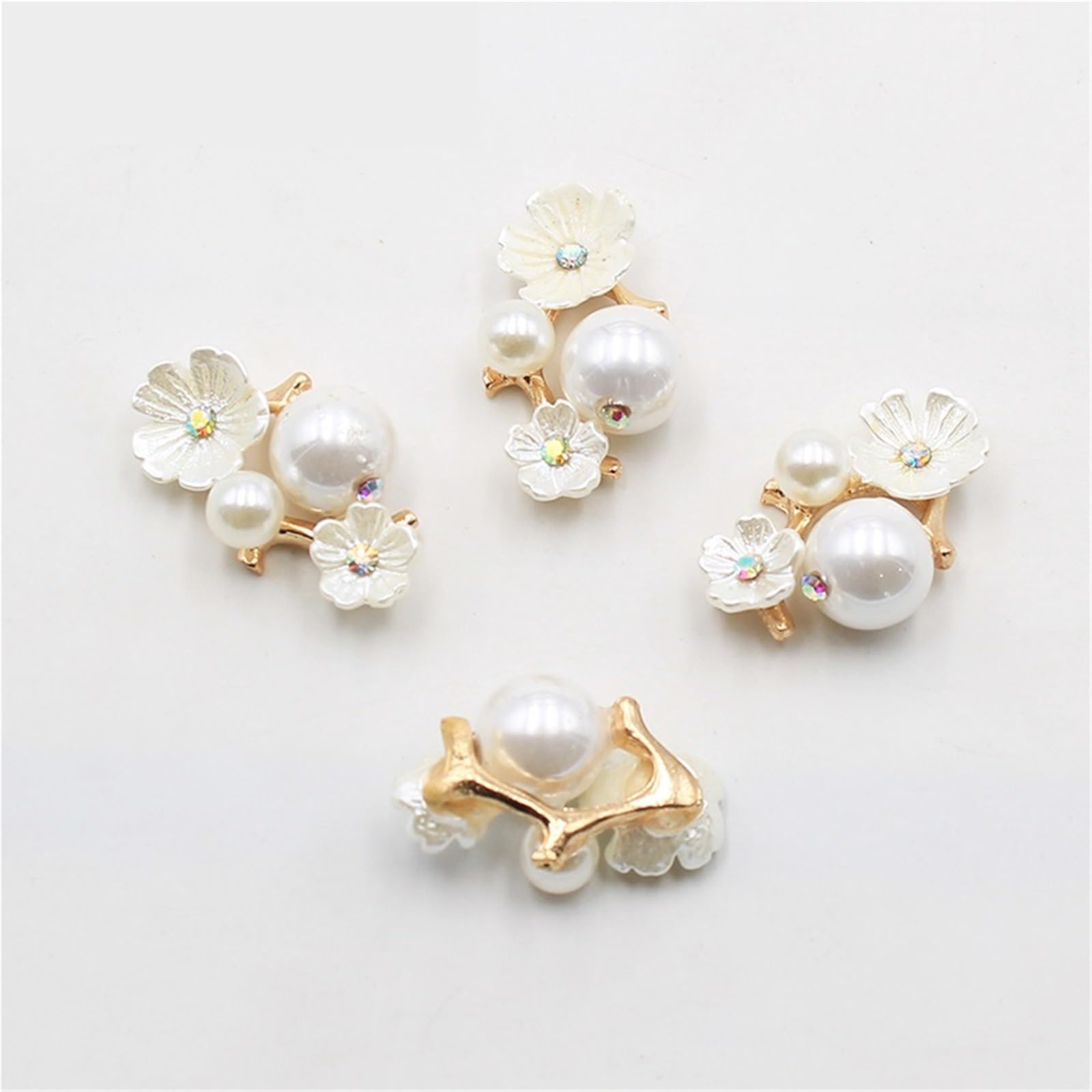 bottoni, Confezione da 12 bottoni automatici in metallo con resina a fiori, strass, retro piatto, 16 x 25 mm, for abbigliamento artigianale