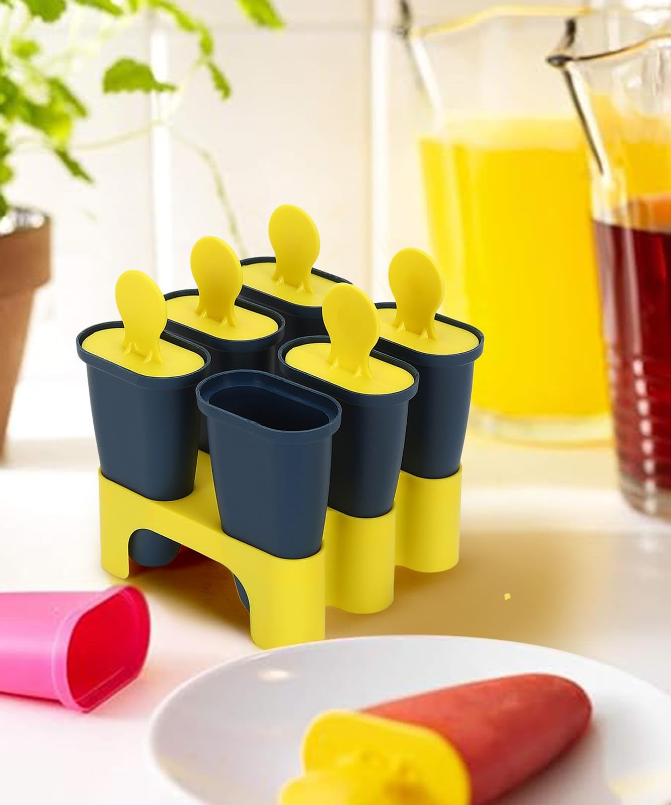 HASHFLOW SummerFun Ice Pop Maker Set β 6 Pcs Reusable Popsicle & Kulfi Candy Molds for Children & Adults (Yellow) 4