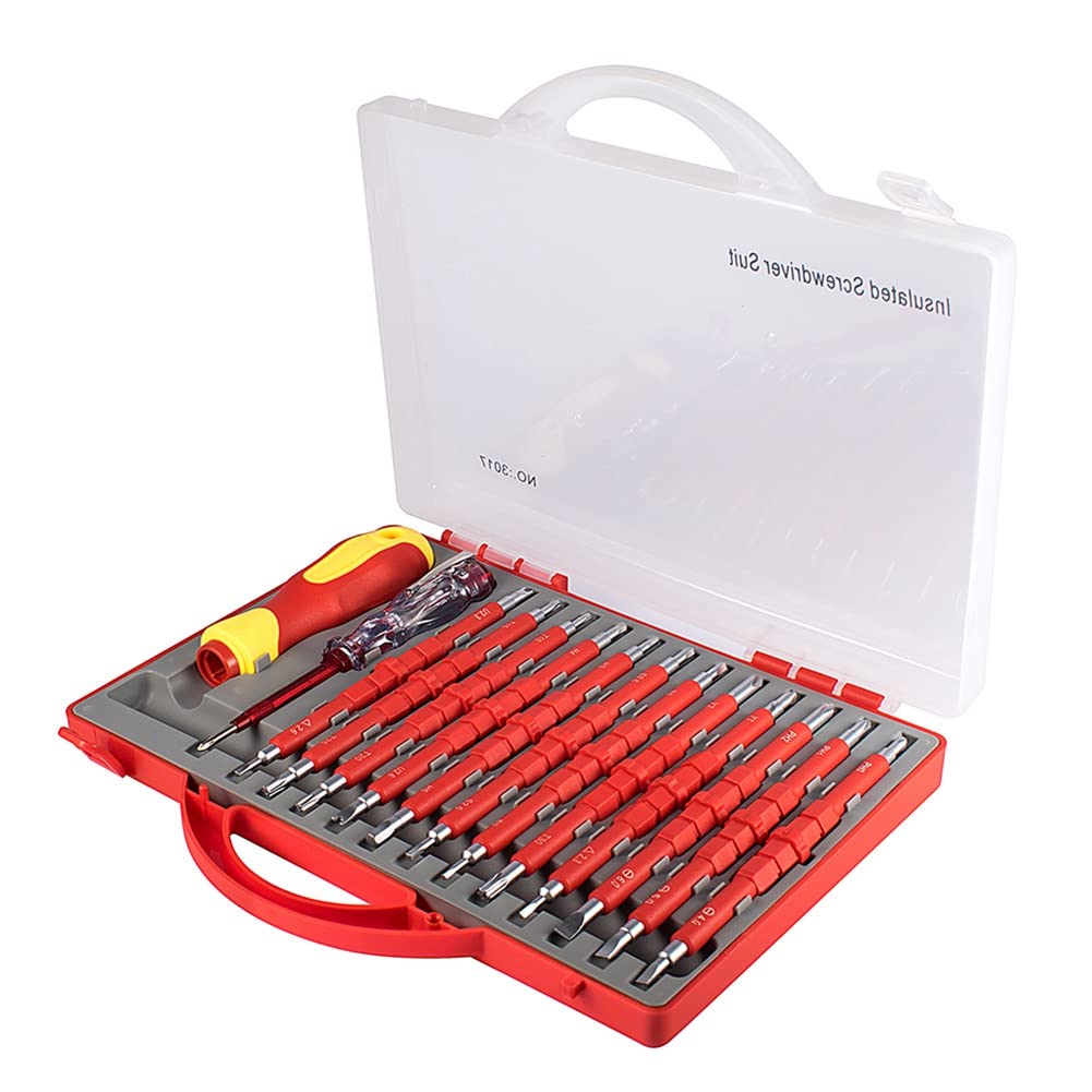 Fuzzbat As Shown 26-Piece 1000V Insulated Electrician Screwdriver Set Accessory Part For Man With Case