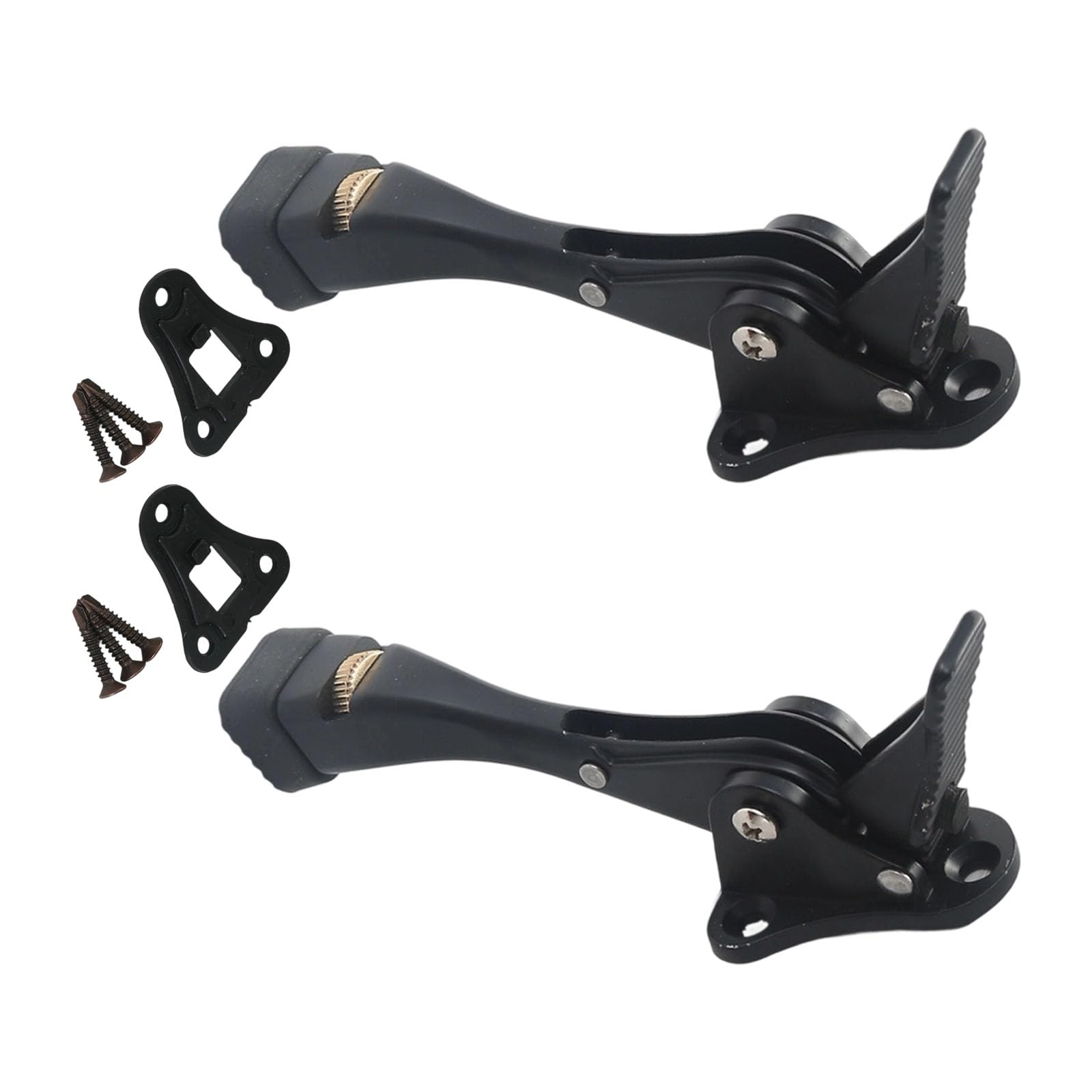 Buxuaaaa Black 2Pcs Zincs Alloy Doorstop Adjustable Door Holder Kickdown Door Stop With Nonslip Rubber Tip Wall Protector Enduring Zincs Alloy Doorstop Wall Protector