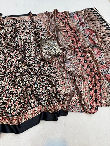 Image of SATIKA VASTRAM Modal Silk Ajrakh Saree Bandhani Design Crepe Printed Designer Pallu Attach Blouse Piece