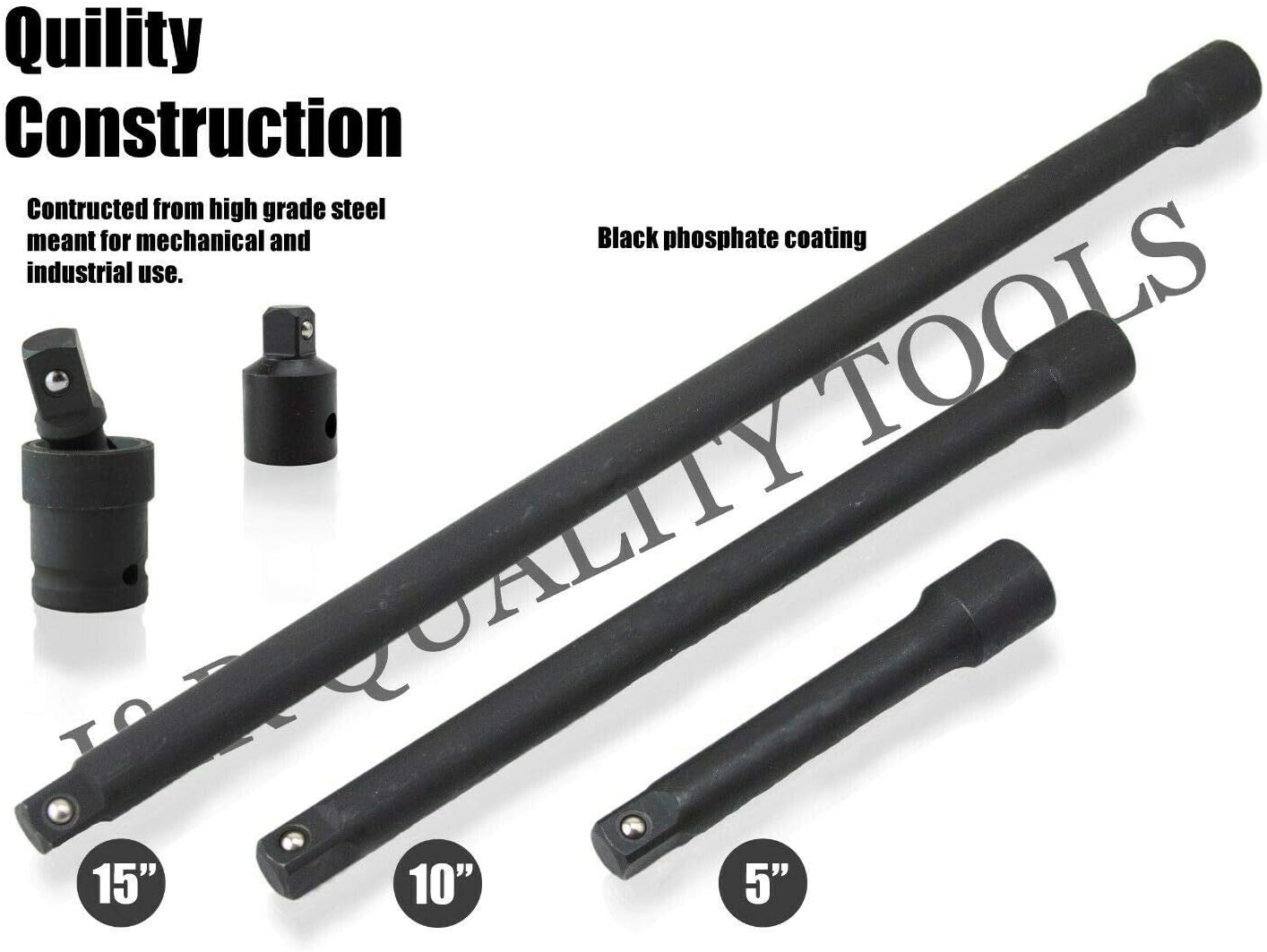 VCT 5 PC Impact Extension Bar & Adapter Reducer Wobble Set Cr-V 5",10",15"