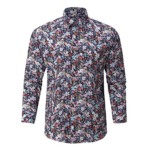 Chemise à manches longues pour homme t-shirt hawaïen imprimé chemisier plage décontracté