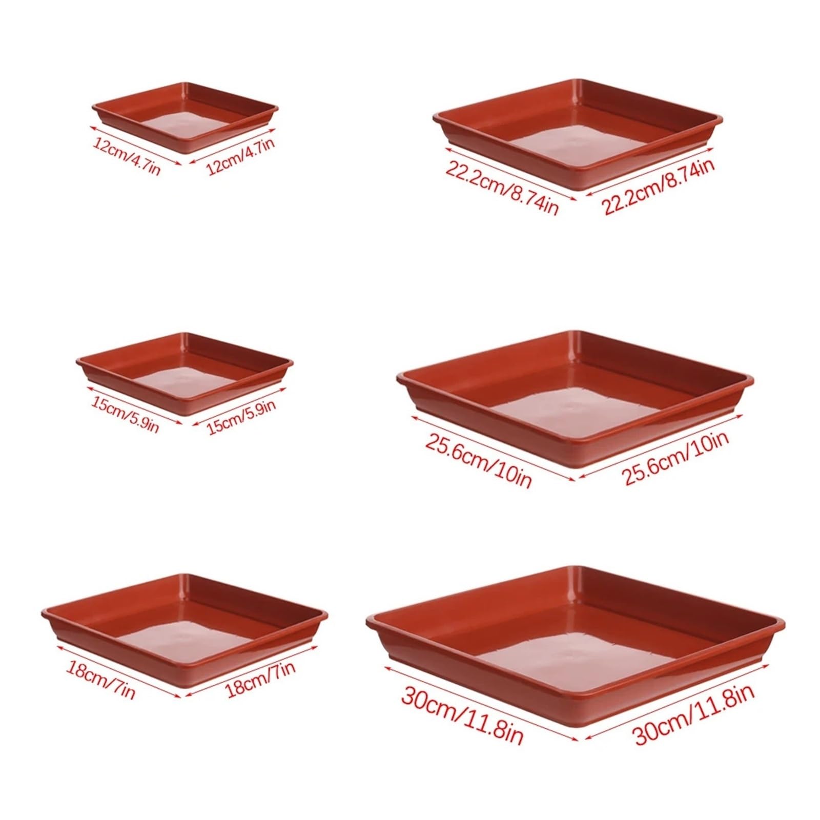 Verdes Platos Para Macetas Platillos de bandeja de plástico for interiores y exteriores, cuadrados de plástico, 5 uds., bandejas de goteo, platillo for plantas Platillos Para Plantas(Red-30x30cm)