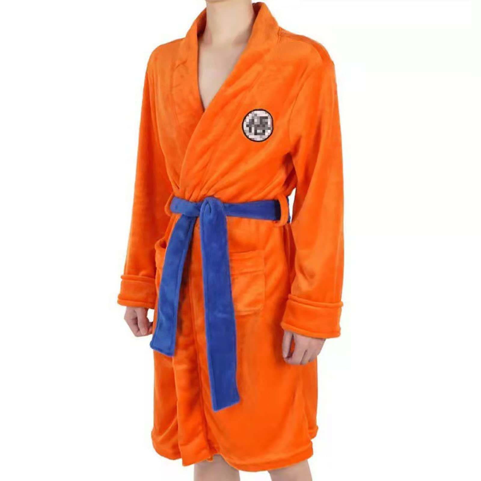 nezafly Anime Dragon Bathrobe Sleepwear Nightwear Adults Orange Soft Bathrobes with Belt for Men Long Robe Halloween Pajamas - Image 2