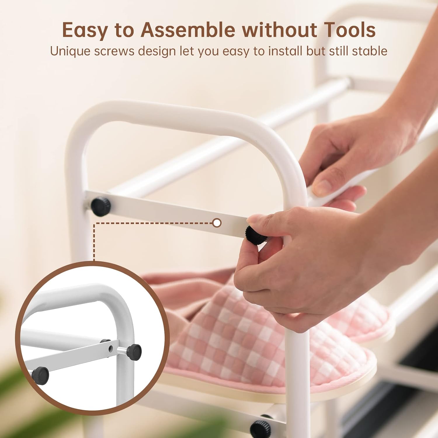  Expandable 2-Tier Shoe Rack for Closet and Entryway, White | Tool-Free Assembly, Metal Material, Adjustable Shoe Organizer, Sturdy, Small Space Solution, Dorms, Garages, Apartments. thumbnail