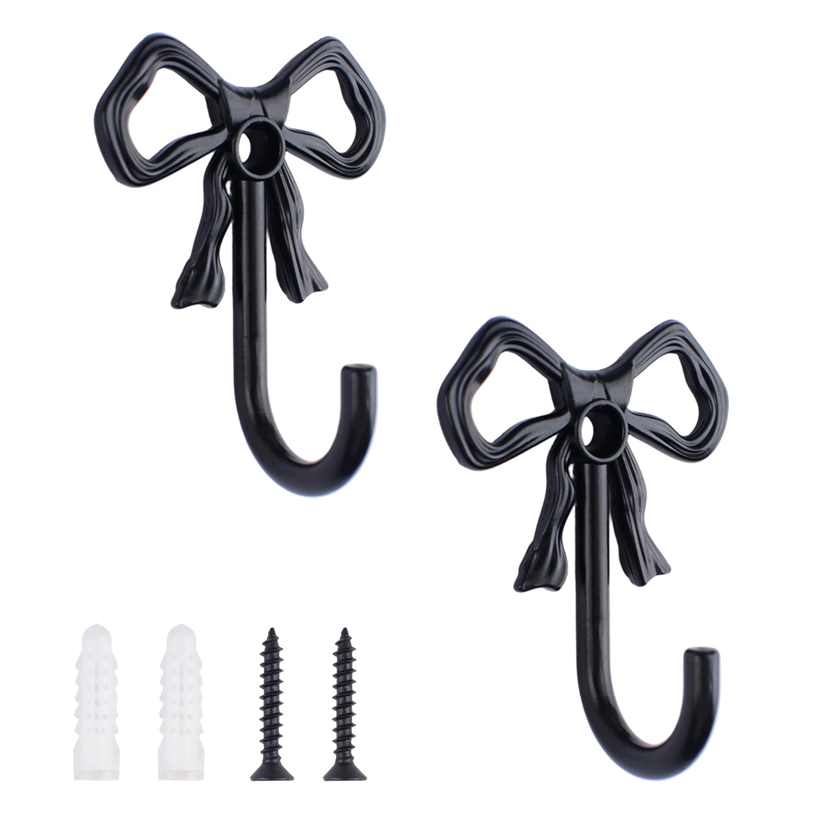 MOROBOR Zinc Alloy Bowknot Hooks, 2 Pcs Room Decorative Hook Wall Mounted Holders Modern Key Hangers Multi-Purpose Coat Hanger for Home Office Nursery Room Decor