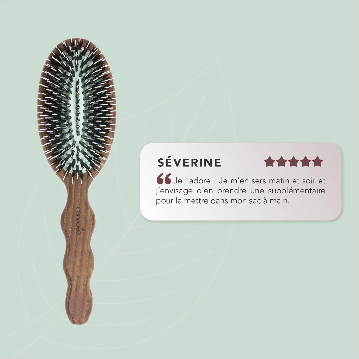 SOFÁ | Cepillo de pelo neumático desenredante | Cepillo de cuidado | Cuidado, liso y brillante | Cerdas 100% puro jabalí y puntas de nylon | Resistente al agua | Cabello grueso | Fabricación francesa