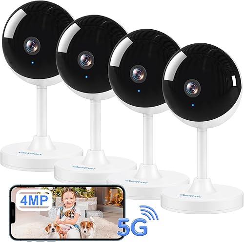 owltron Cámara de seguridad para interiores de 4 MP, paquete de 4 cámaras de 2.4 GHz5G WiFi 2K para el hogar para bebéancianoperromascotaniñera con