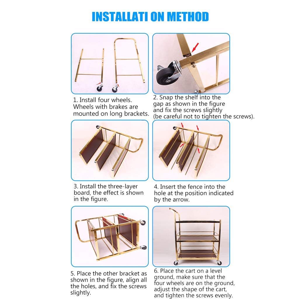 Carrelli per la Cucina, Carrello di Servizio in Acciaio Inossidabile, Carrello per Catering, Carrello per la Pulizia, Carrello per Il tè, Carrello per Il serviz