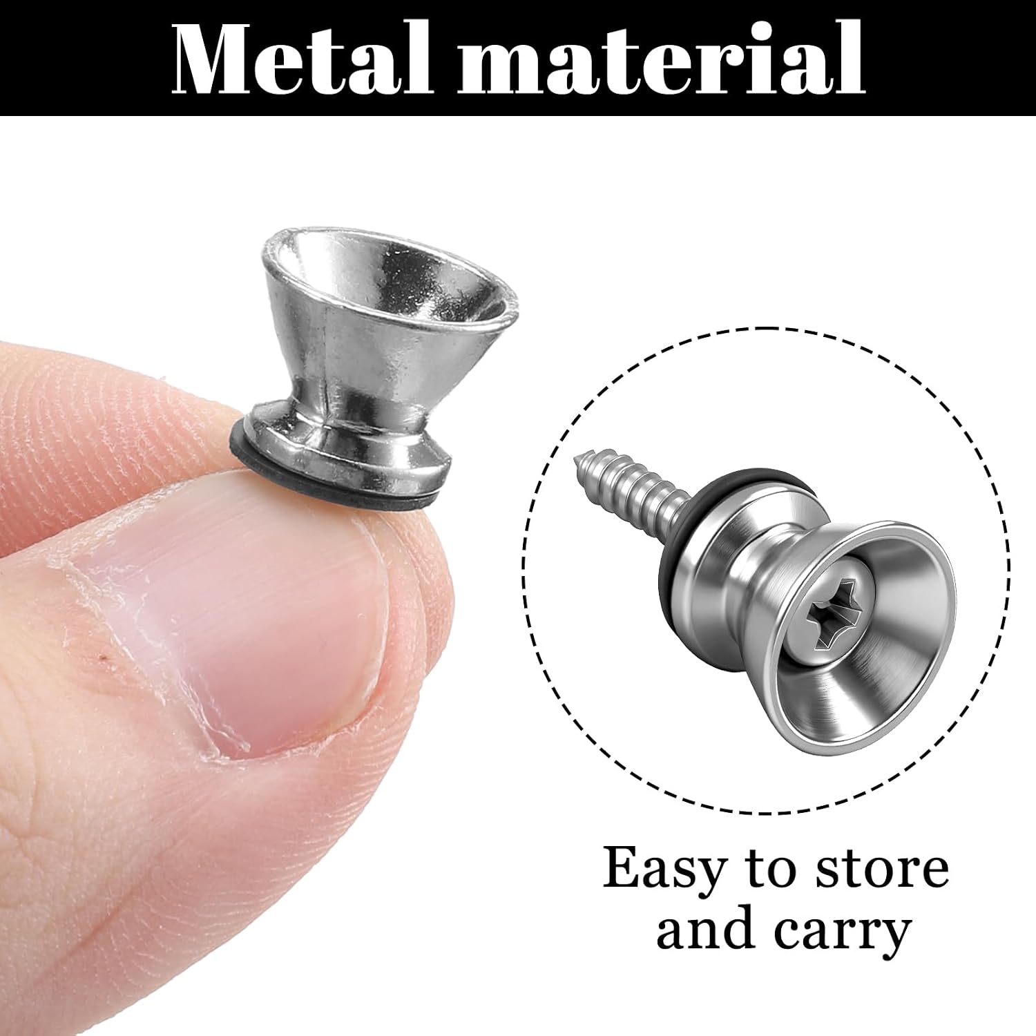 16pcs Guitar Strap Button Lock Pins Metal Guitar Strap Locks Set with Screws Anti-slipping Guitars Straps Lock Parts Accessories for Acoustic, Ukulele, Martin, Banjo, Electric And Bass Guitars