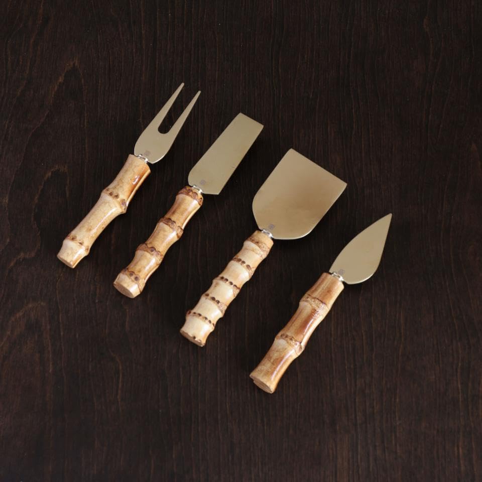Natural & Gold Bamboo Cheese Set of 4 by Beatriz Ball