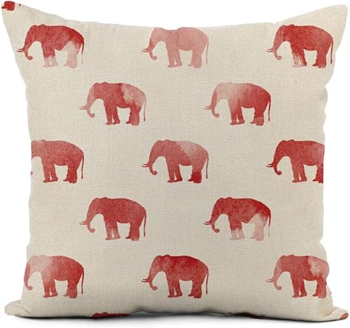 Funda de almohada de 18 x 18 pulgadas, diseño de elefante rojo Alabama, fundas de almohada cuadradas grandes para decoración del hogar, fundas de