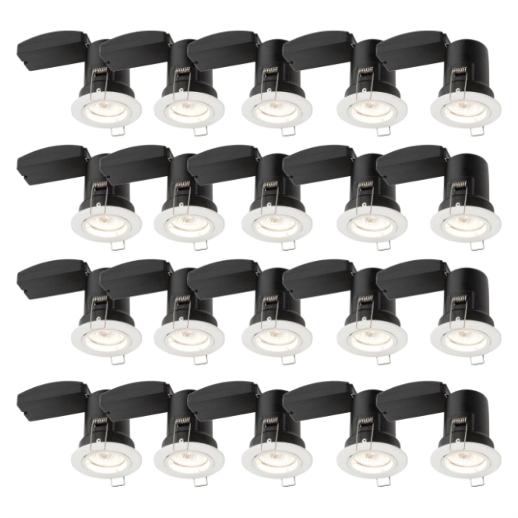 Firstchoicelighting White Set Of 20 Fixed Gu10 Fire Rated Recessed Downlights, Ceiling Spots, Led Compatible